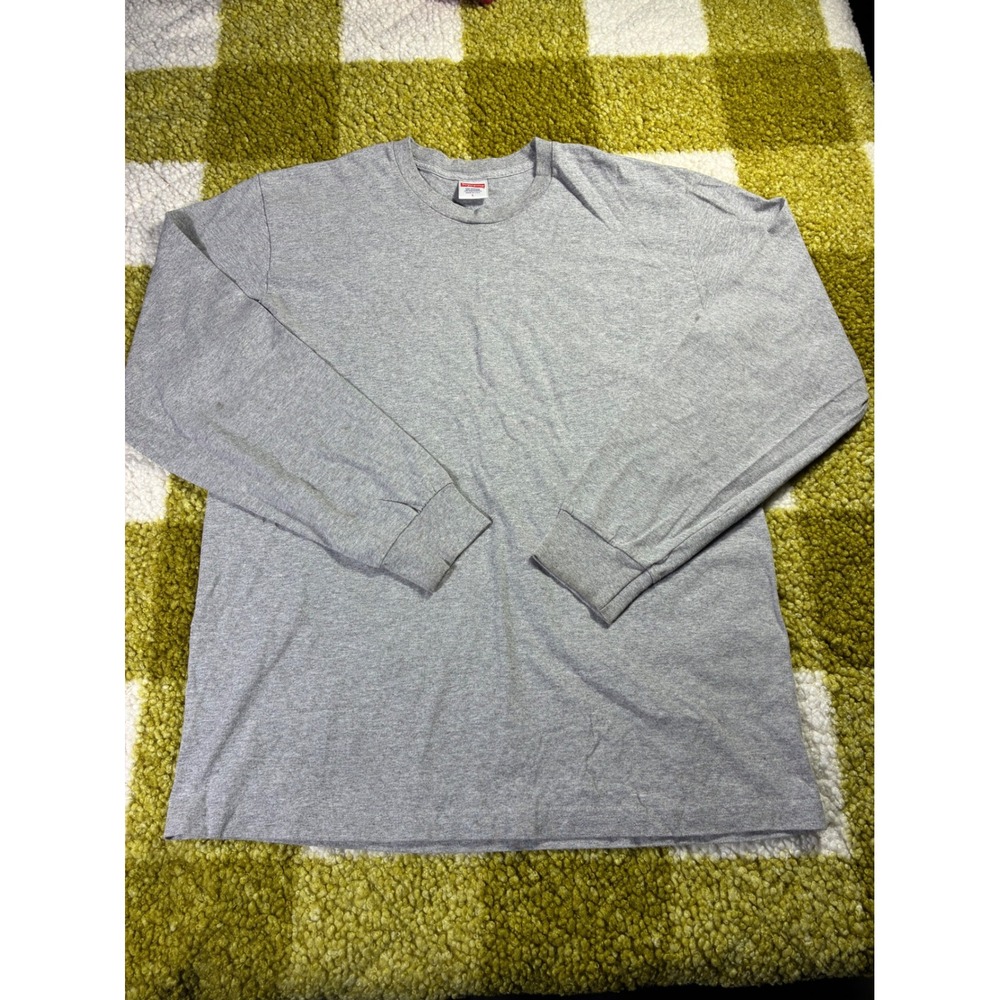 Supreme Long Sleeve Blank T-Shirt Heather Grey Mens Large Made in USA